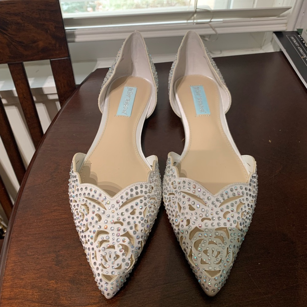 Betsey Johnson Ivory Studded Flat